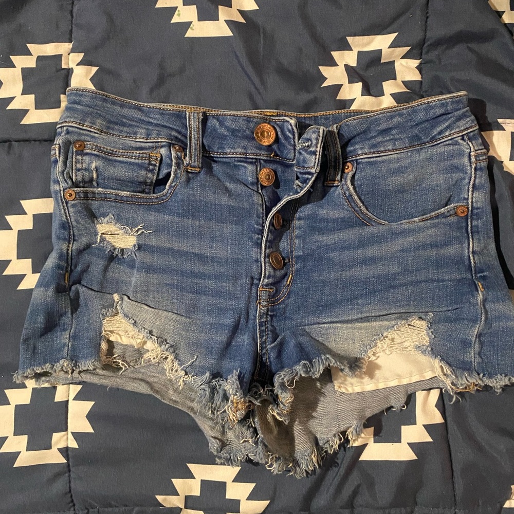 American Eagle Outfitters Distressed Blue Denim Jean Shorts
